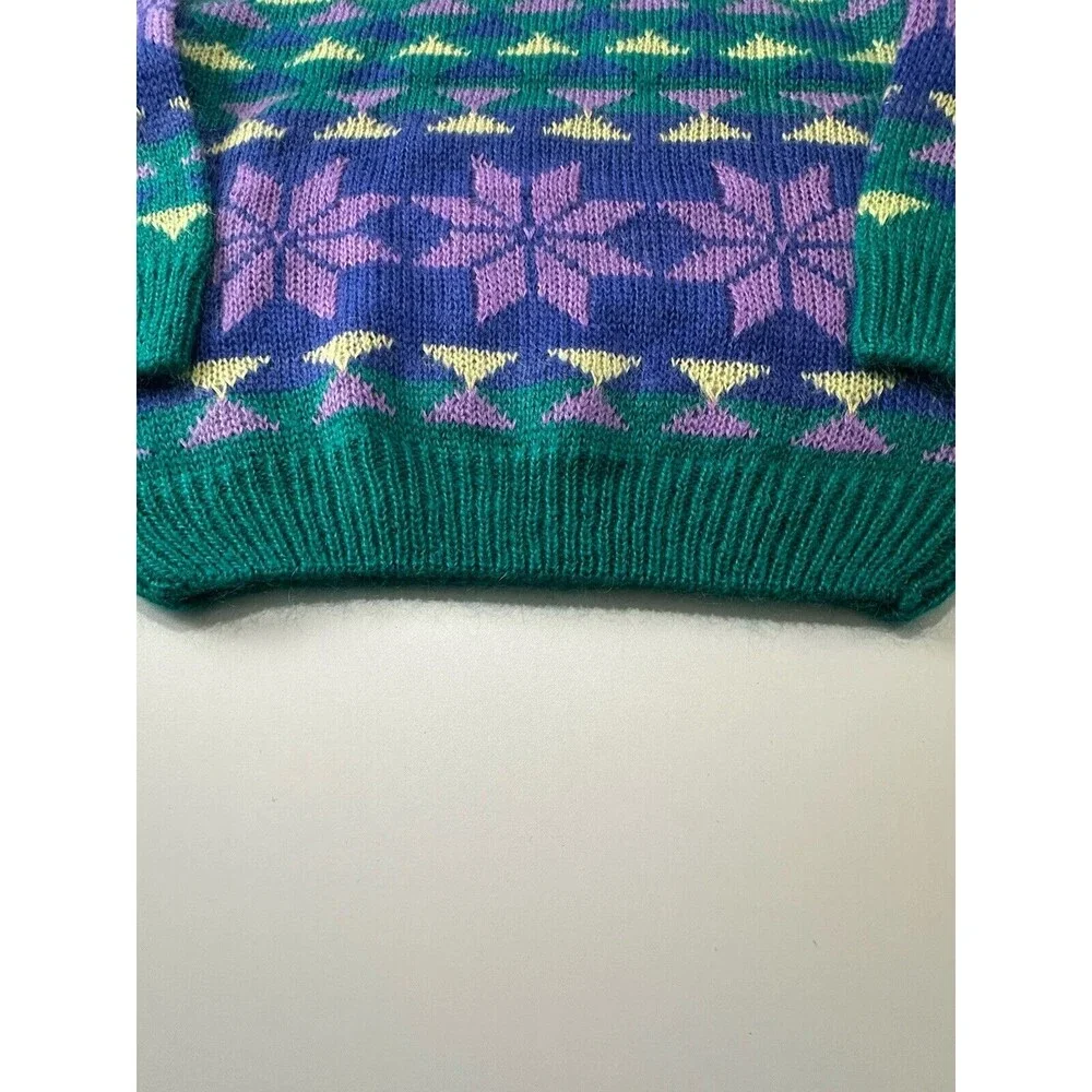 Vintage Gallagher Mohair Blend Long Sleeve Sweater XL shoulder pads LS geometric